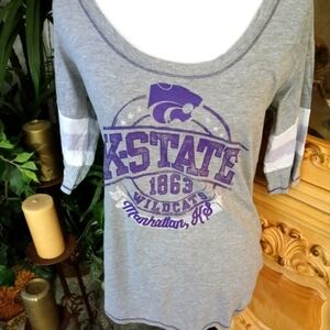 Women size large 11/ 13 gray and purple K-State shirt